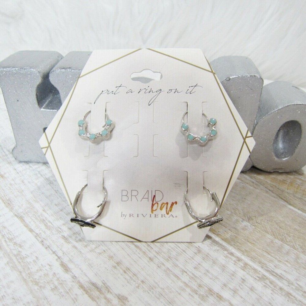 Riviera Braid Bar set of 4 silver metal hair ring charms for braids New!